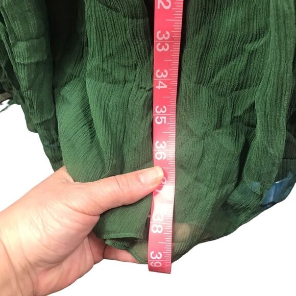 Maggy London Green Crepey Halter Beaded Gown Dress - Picture 12 of 13